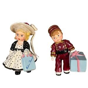 Vintage Retired Hallmark Merry Miniatures Wendy & Alex Bellhop Set 1999